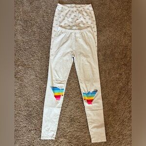 Girl’s Lot of 2 Gap Kids Leggings Beige with Rainbow Size 14-16